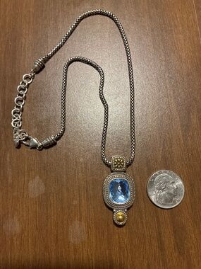 Brighton two-tone necklace with blue stone